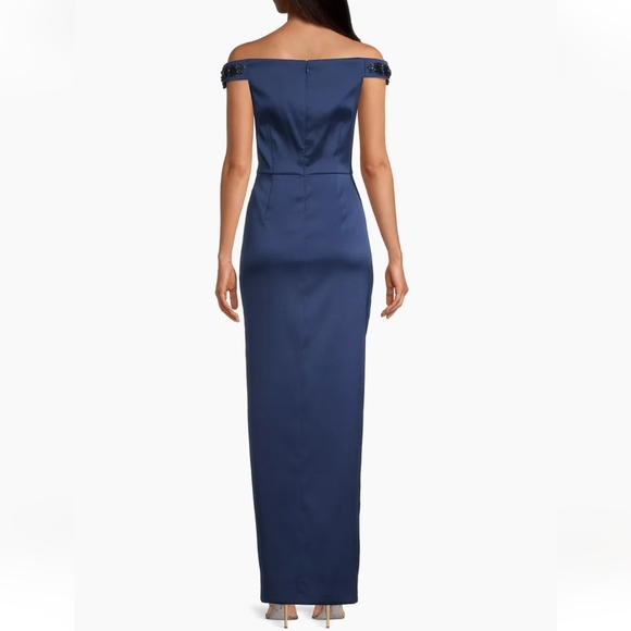 Aidan Mattox- Beaded Off-The-Shoulder Column Gown - Picture 11 of 12